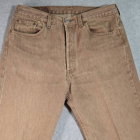 Levis 501 Vintage 90s USA Straight Leg Jeans 33x32 Brown Rare Wash 1994 - Picture 2 of 15